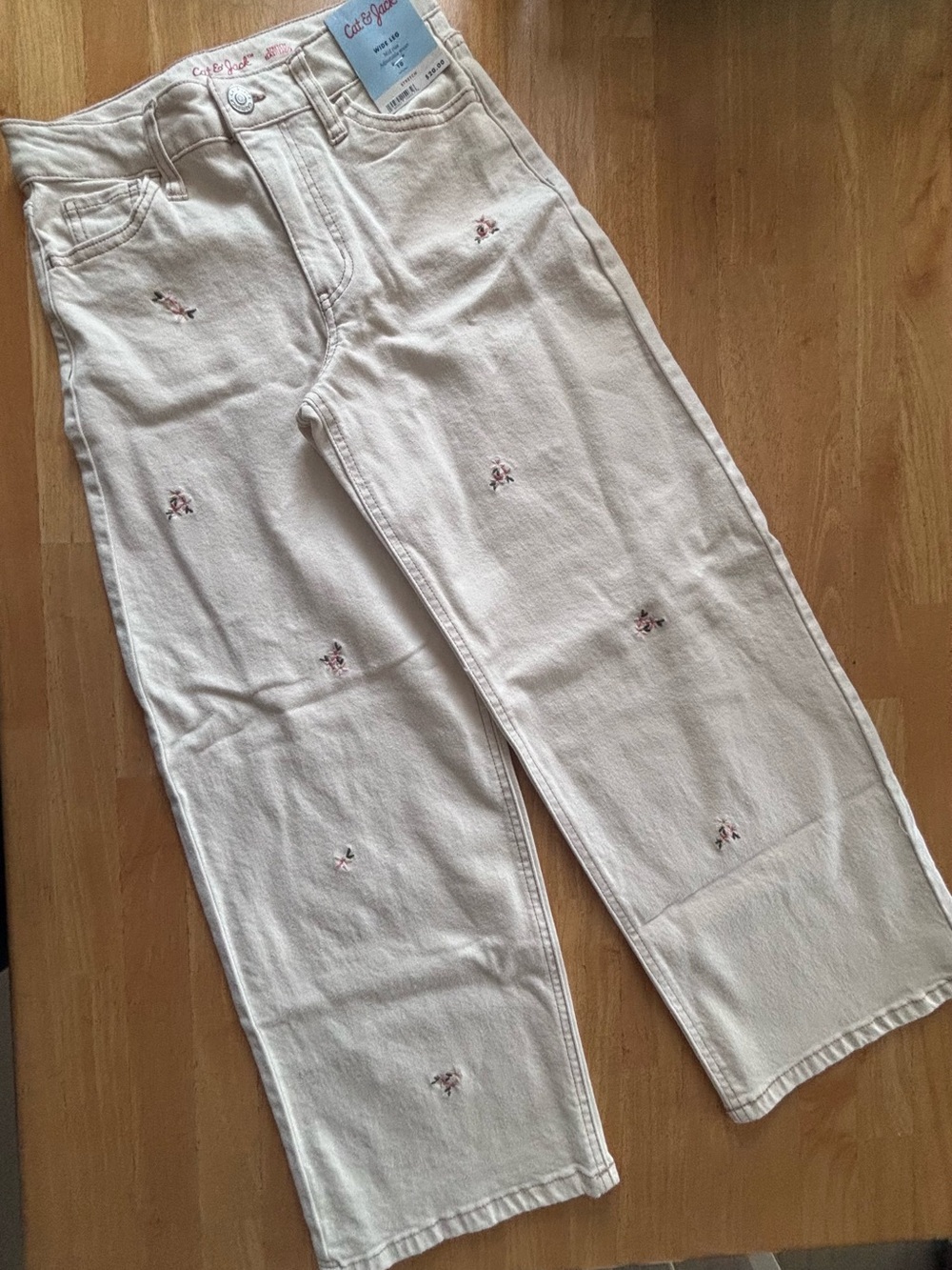 Cat & Jack Cream Embroidered Straight-Leg Chinos